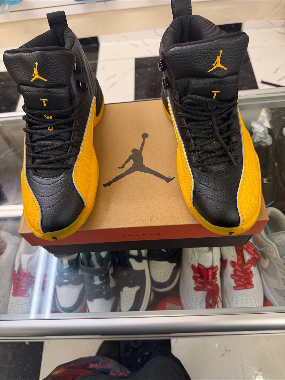 Jordan Retro High-Top Sneakers in Black & Yellow